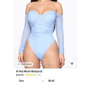 Fashion Nova Blue mesh Bodysuit